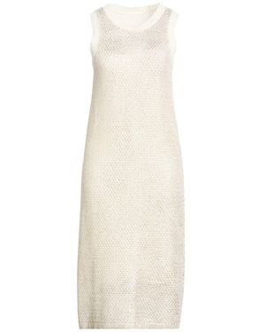 Peserico Ivory Midi Dress Linen, Cotton - White