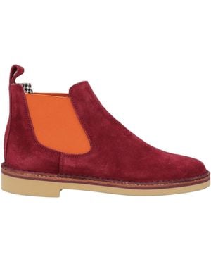Pollini Burgundy Ankle Boots Leather - Red