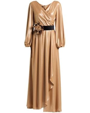 Hanita H Couture Camel Maxi Dress Polyester - Natural