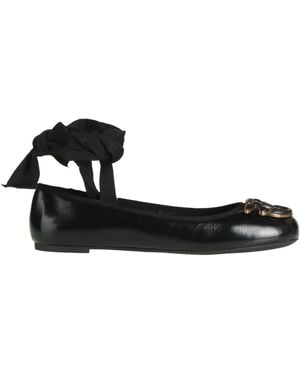 Pinko Ballet Flats Leather, Textile Fibres - Black
