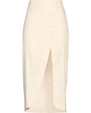 Sandro Cream Midi Skirt Linen, Cotton, Elastane - Natural