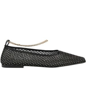 MARIA LUCA Ballet Flats Leather, Textile Fibers - Black