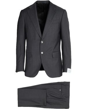 Caruso Charcoal Suit Wool - Black