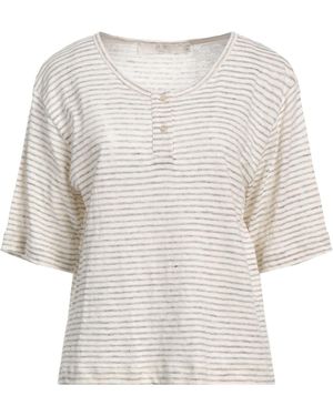 19.70 Nineteen Seventy Ivory T-Shirt Cotton, Linen - White