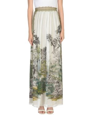 Alberta Ferretti Ivory Maxi Skirt Silk - Green