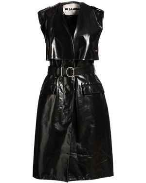 Jil Sander Overcoat & Trench Coat Cow Leather - Black