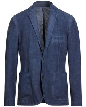 120% Lino Blazer Linen - Blue