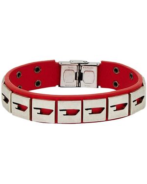 DIESEL Bracelet Leather, Metal - Red