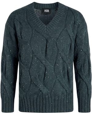 Alpha Studio Sweater Polyamide, Polyacrylic, Merino Wool - Blue