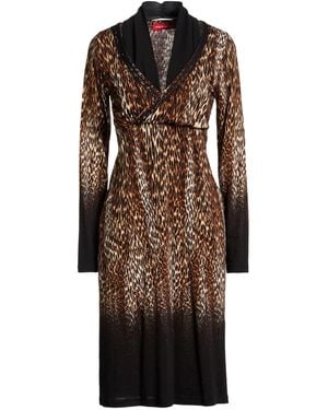 Angelo Marani Midi Dress Wool, Polyamide, Elastane, Swarovski Crystal - Brown