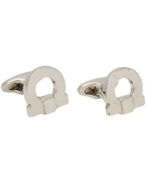 Ferragamo Cufflinks And Tie Clips Brass - Metallic