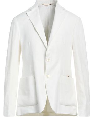 Agnona Blazer Linen, Calfskin, Lambskin, Metal - White