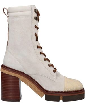 Fabi Ivory Ankle Boots Leather - Natural