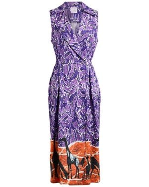 Stella Jean Midi Dress Viscose, Polyester - Purple