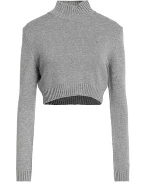 Chiara Ferragni Lightweight Wool-Blend Embroidered Turtleneck Jumper - Grey