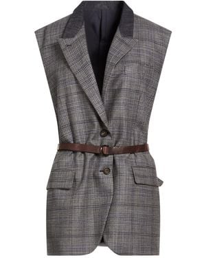 Brunello Cucinelli Blazer Virgin Wool, Cotton, Leather, Brass - Gray
