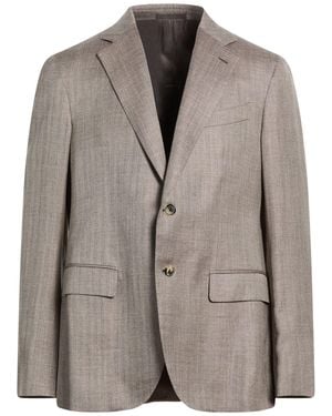 Caruso Per Braun Blazer Wool, Silk, Linen - Brown