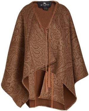 Etro Cape Wool, Cashmere, Polyamide, Polyurethane, Polyester - Brown