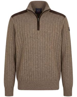 Paul & Shark Khaki Turtleneck Virgin Wool, Viscose, Cashmere - Brown