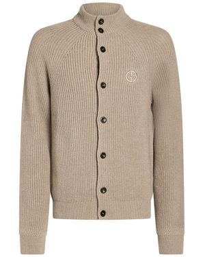 Giorgio Armani Taupe Cardigan Virgin Wool, Cashmere - Natural