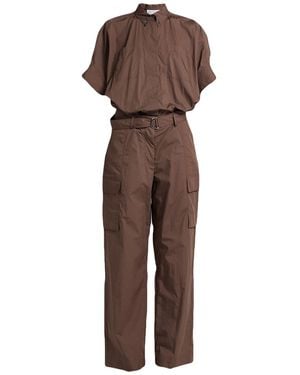 Brunello Cucinelli Dark Jumpsuit Cotton, Ecobrass - Brown