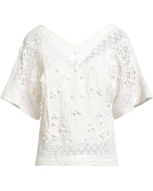 Tory Burch Embroidered Linen Top - White