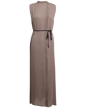 Isabel Benenato Maxi Dress Silk - Brown
