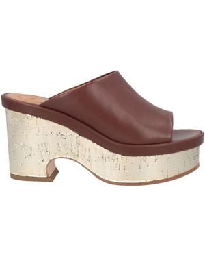 Chloé Chloe Sabot With Chloé Oli Platform In Leather - Brown
