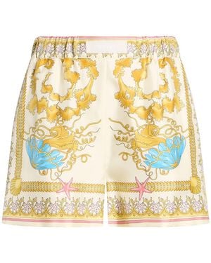 Versace Cream Shorts & Bermuda Shorts Silk - Metallic
