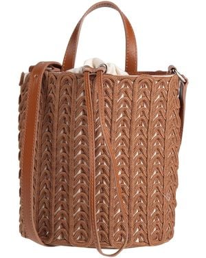 High Cross-Body Bag Cotton, Leather - Brown