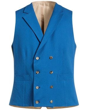 De Petrillo Tailored Vest Paper, Elastane - Blue