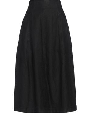 Tela Charcoal Midi Skirt Cotton, Linen - Black