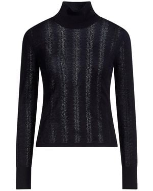 Max Mara Midnight Turtleneck Silk, Wool - Blue