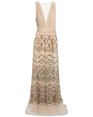 Elisabetta Franchi Maxi Dress Viscose, Polyester, Polyamide, Elastane, Glass - Natural