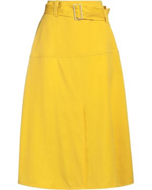 Jil Sander Belted Wool Midi Skirt - Yellow
