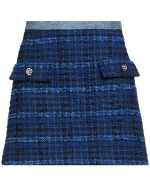 Sandro Denim-trimmed Bouclé-tweed Mini Skirt - Blue