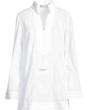 Tory Burch 'Tory' Tunic With Embroideries And Tassel - White