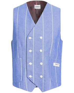 Berna Tailored Vest Cotton, Polyester, Linen - Blue