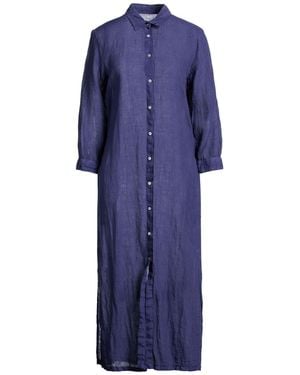120% Lino Midi Dress Linen - Blue