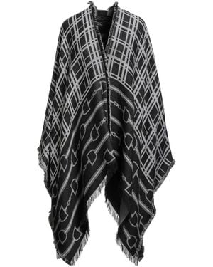 Elisabetta Franchi Cape Wool, Acrylic, Viscose - Black