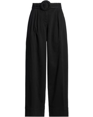 FARM Rio Twill Wide Trousers With Pleats And Belt Trousers Cotton, Elastane - Black