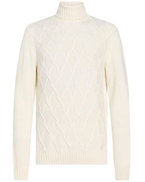 Andrea Fenzi Turtleneck Wool, Viscose, Polyamide, Cashmere - White