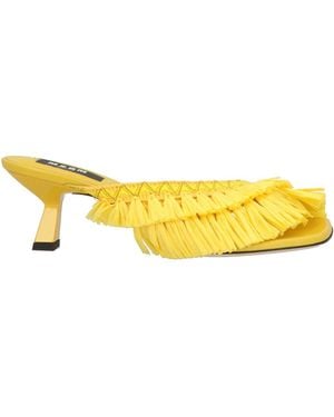 MSGM Thong Sandal Leather, Synthetic Raffia, Textile Fibres - Yellow