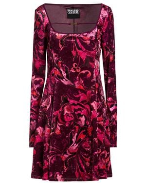 Versace Jeans Couture Plum Mini Dress Polyester, Elastane, Viscose - Red