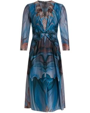 Alberta Ferretti Midi Dress Silk - Blue