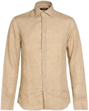 Moorer Sand Shirt Linen - Natural