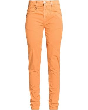 High Pants Cotton, Linen, Elastane - Orange