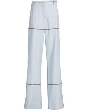 Cedric Charlier Pants Virgin Wool, Silk - Blue