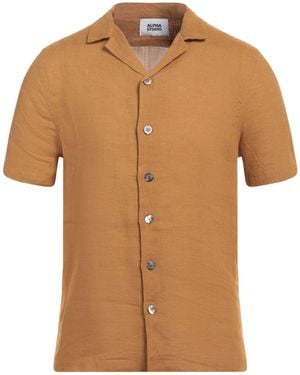 Alpha Studio Shirt Linen - Brown