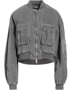 Blumarine Velvet Wide-Sleeved Bomber Jacket - Gray